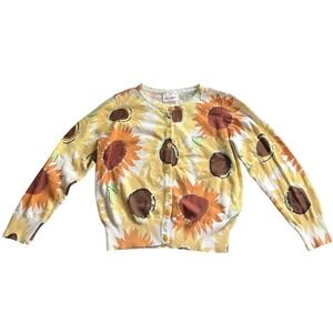 Hanna Andersson Girls 120 6-7 Lightweight Cardigan Sweater Floral Sun Flowers